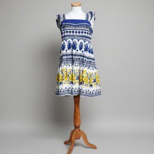 FARM Rio blue and yellow floral Zuli dress, size L